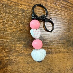 Charming Pink & Black Keychain with Accents